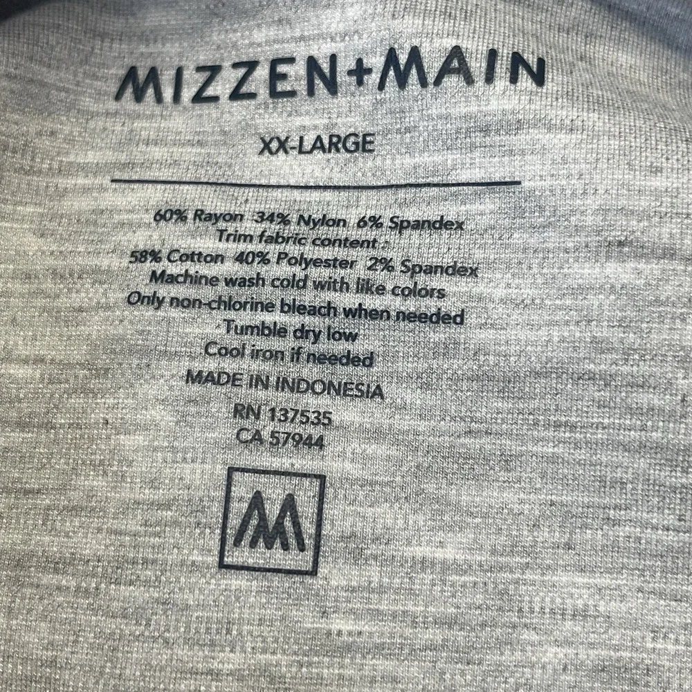 Mizzen Main Vest Men's 2X-Large Heather Gray Performance Full‎ Zip Golf
